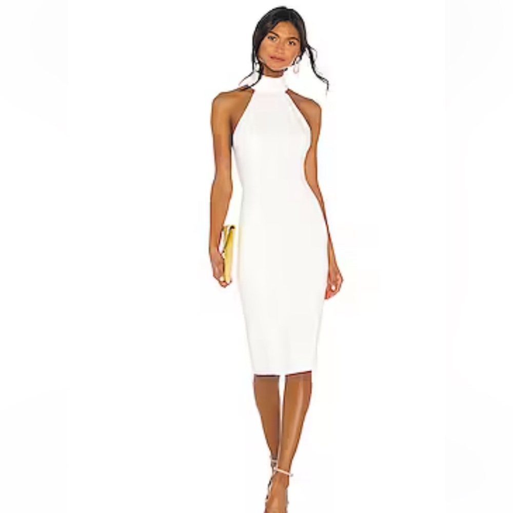 JAYGODFREY Soori Halter Neck Midi Dress in Light Ivory NWT Size 0